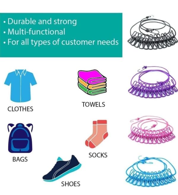 Retractable Clothes Line With Pegs